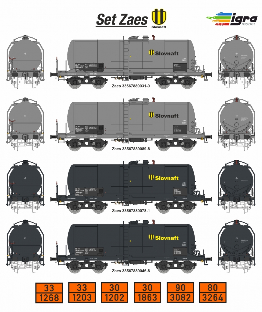Set vozů Slovnaft Zaes stav. (4 ks)