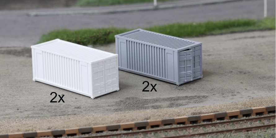 4-tlg set - 2 weiß und 2 grau Container
